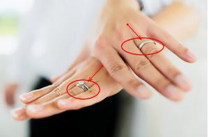Обручальные кольца на пальцах